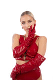 NAUGHTY THOUGHTS Sinner Vinyl Opera Gloves - Red