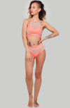 CREATURES OF XIX I S I S Goddess Halter Top - Peach with Sand Mesh