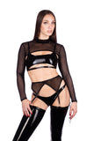 Naughty Thoughts - Sinner Vinyl Lace-up Thigh High