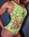 TWISTED MOVEMENT - Neon Yellow Drizzle Bodysuit